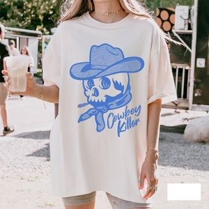 Retro Cowboy Killer T-Shirt,  Western Skull Unisex T-shirt Gift For Fan